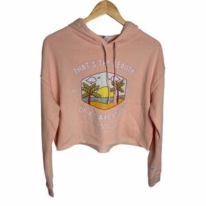Reddit on Wiki peach Gaycation cropped hoodie sweatshirt size Medium